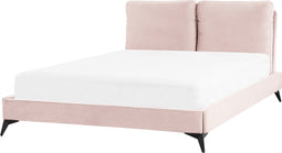 MELLE - Tweepersoonsbed - Roze - 140 x 200 cm - Fluweel