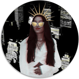 Melli Mello - City Girl - Wall Circle - Ø 50 - Muurcirkel - Wanddecoratie - Dibond - Voor Binnen & Buiten - Woonaccessoire - Kunst - Schilderij