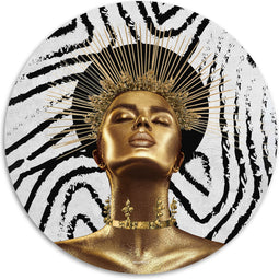 Melli Mello - Golden Goddess - Wall Circle - Ø 70 - Muurcirkel - Wanddecoratie - Dibond - Voor Binnen & Buiten - Woonaccessoire - Kunst - Schilderij