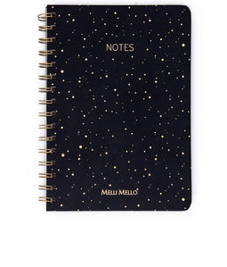 Melli Mello Journal Notebook - Notitieboek A5 Hardcover met Ringband - Notitieblok met Lijnbedrukking - Night Sky - 21x15x2 cm