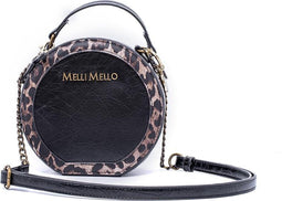 Melli Mello - Leo - Ronde Cirkel Tas - Tas - Schoudertas - Luipaard - Zwart - PU leder