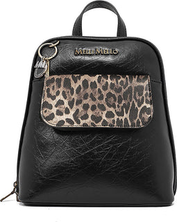 Melli Mello - Leo - Rugtas - Luipaard - Schoudertas - Leopard - Zwart - PU leder