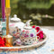 Melli Mello Luxe Theepot en Theemok 2-in-1 - incl Schoteltje - Porselein - 600ml - High Tea Set - Tea for One - 14x15x15cm