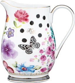 Melli Mello - Nora - Schenkkan - 500 ml - Porselein - Bloemen - Polkadot - Waterkan - Melkkan