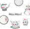 Melli Mello - Nora - Suikerpot - 280 ml - Porselein - Bloemen - Polkadots - Suikerkommetje - Suiker