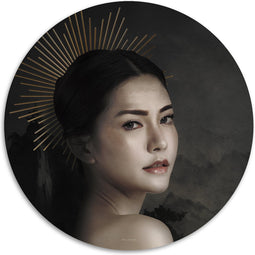 Melli Mello - Queen of Asia - Wall Circle - Ø70 cm - Muurcirkel - Dibond - Voor Binnen & Buiten - Woonaccessoire - Kunst - Schilderij