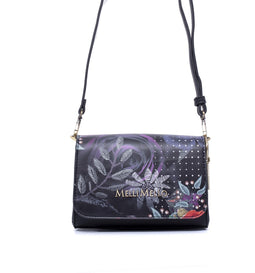 Melli Mello - Rock & Rose Hippouch tas - Zwart gebloemd - Handtas - Schoudertas - Heuptas -PU leder