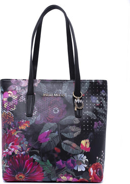 Melli Mello - Rock & Rose Shopper - Zwart gebloemd - Handtas - Schoudertas - PU leder