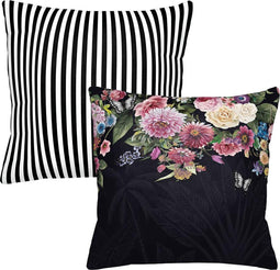 Melli Mello - sierkussen - High on Love zwart - Bloemen - Strepen