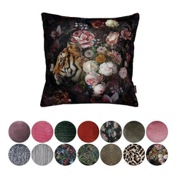 Melli Mello Wild Beauty - Sierkussen - 45x45cm - Zwart/Kleurrijk - Velvet - inclusief binnen kussen - met print