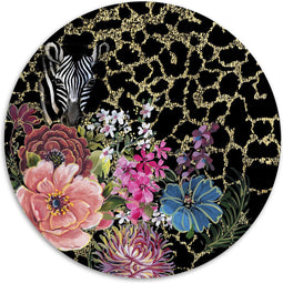 Melli Mello - Zebra - Wall Circle - Ø100 cm - Muurcirkel - Wanddecoratie - Dibond - Voor Binnen & Buiten - Woonaccessoire - Kunst - Schilderij