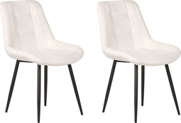 MELROSE - Eetkamerstoel set van 2 - Wit - Fluweel