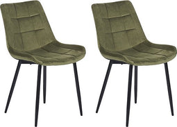 MELROSE II - Eetkamerstoel set van 2 - Donkergroen - Fluweel