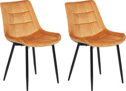 MELROSE II - Eetkamerstoel set van 2 - Oranje - Fluweel