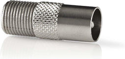 Nedis Satelliet- en Antenne-Adapter | IEC (Coax) Male | F-Female | Vernikkeld | 75 Ohm | Recht | Metaal | Zilver | 1 Stuks | Window Box