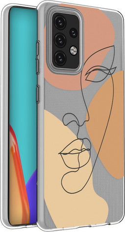 iMoshion Hoesje Geschikt voor Samsung Galaxy A52 (5G) / A52s / A52 (4G) Hoesje Siliconen - iMoshion Design hoesje - Transparant / Line Art Color Face