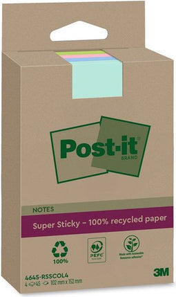 Memoblok 3m post-it 4645 ss 102x152mm ass. kleur | 12 stuks