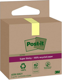Memoblok 3m post-it 622 rss3cy 47.6x47.6mm geel | 12 stuks