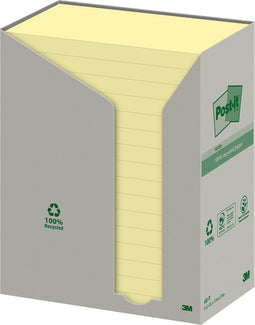 Memoblok 3M Post-it 655 76x127mm recycled geel 16x100 vel