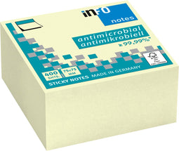 Memoblok info notes antimicrob 75x75mm 400v geel | 12 stuks