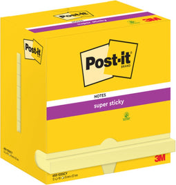 Memoblok post-it 655 super sticky 76x127mm geel | 12 stuks