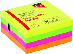 Memoblok Quantore 76x76mm neon kleuren assorti 4 kleuren