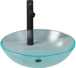vidaXL - Wastafel - met - kraan - en - pop-up - afvoer - mat - gehard - glas