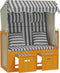 vidaXL - Strandstoel - met - kussens - poly - rattan - en - hout - wit - en - grijs