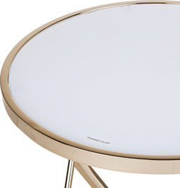 MERIDIAN - Bijzettafel - Wit /Goud - Veiligheidsglas