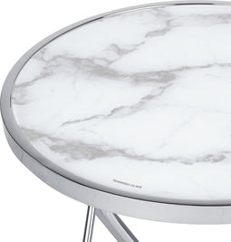 MERIDIAN - Bijzettafel - Wit/Zilver - Veiligheidsglas