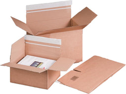 Merkloos - Postpakketdoos | A5 | golfkarton | 229x164x115mm | hoogte verstelbaar | zelfklevende strip | bruin | 10 stuks
