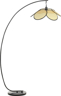 MERRICA - Staande lamp - Zwart - Metaal/Rotan