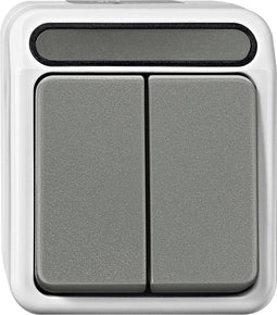 Merten 4074980 AquaStar Compleet Serieschakelaar spatwaterdicht Lichtgrijs 1 stuks