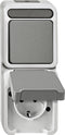 Merten 4075000 AquaStar Compleet Schakel-/stopcontact combinatie spatwaterdicht Lichtgrijs 1 stuks
