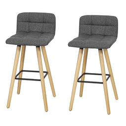 SoBuy set van 2 Barkrukken - Rugkruk - 92x44x44 cm - Donkergrijs - Zithoogte 68 cm (2 stuks)