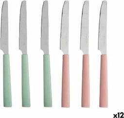 Messen Set Groen Roze Zilverkleurig Roestvrij staal Plastic (12 Stuks)