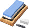 Messenslijpsteen Whetstone Set 2 Side Grit 1000/6000 Premium Whetstone Messenslijper - Polijstgereedschap voor keukenmessen en chef-koks, antislip bamboebasis en hoekgeleider