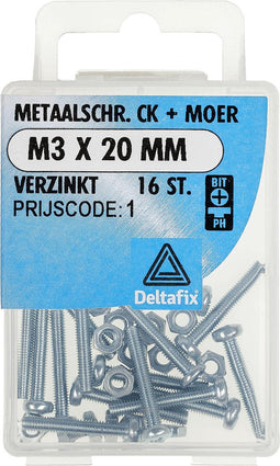 Metaalschroeven cilinderkop verzinkt m3x20mm