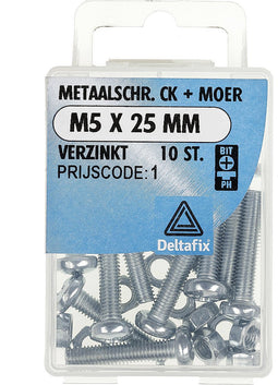 Metaalschroeven cilinderkop verzinkt m5x25mm