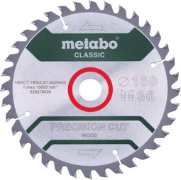 Metabo PRECISION CUT WOOD CLASSIC 628278000 Cirkelzaagblad 160 x 20 x 1.4 mm Aantal tanden: 36 1 stuk(s)