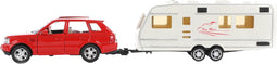 Metal Pull-back Auto met Caravan 1:48