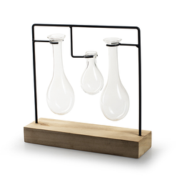 Metalen frame met 3 flessen 'erlen' 20,5x22x6 cm