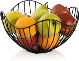Metalen fruitmand zwart rond 25 cm - Fruitschalen/fruitmanden - Draadmand