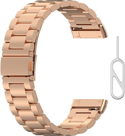 Metalen RVS Schakel Band Geschikt Voor Fitbit Versa 3, Sense - Rosé Gold