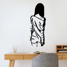 Metalen versiering Vrouw Met Losse Jurk Zwart 120x29 cm