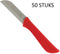 Metallo Set van 50 Dunne Bandstaal Messen - 65 mm - Rood Kunststof Heft - Universeel Toepasbaar - HACCP