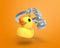 Metalmorphose sleutelhanger gele eend Duckling