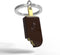 Metalmorphose sleutelhanger ijslolly bruin met goud