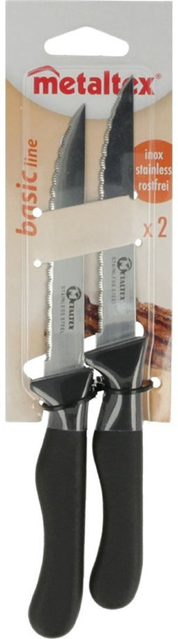 Metaltex Basic Line Biefstukmessen 2 Stuks RVS/Zwart