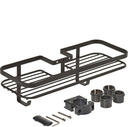 Metaltex - Doucherek - Badkamerrek voor aan de douche - Ophangen zonder boren - incl. bevestigingsmateriaal - 29x11x9 cm - 5 jaar garantie - matzwart - haakjes